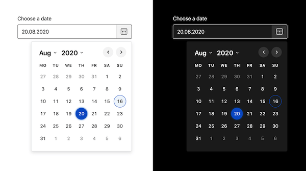 Screenshot of the Duet Date Picker output.