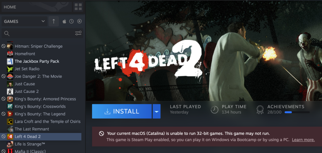 Impossible d'installer Left 4 Dead associé à Steam